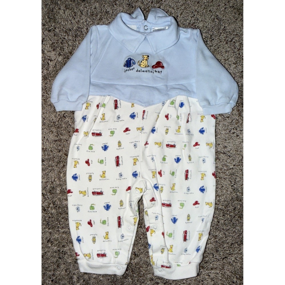 Vintage Y2K Circo Baby Blue Dalmatian Firefighter  Outfit Embroidered 0-3 Months